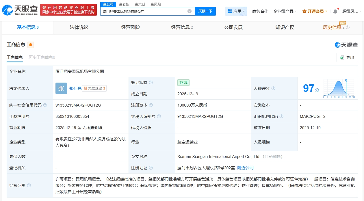 廈門(mén)翔安國(guó)際機(jī)場(chǎng)公司正式成立，注冊(cè)資本10億開(kāi)啟航空服務(wù)新篇章